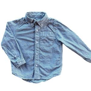 The Children’s Place Boys Grey White Striped Long Sleeve Button Down Shirt
